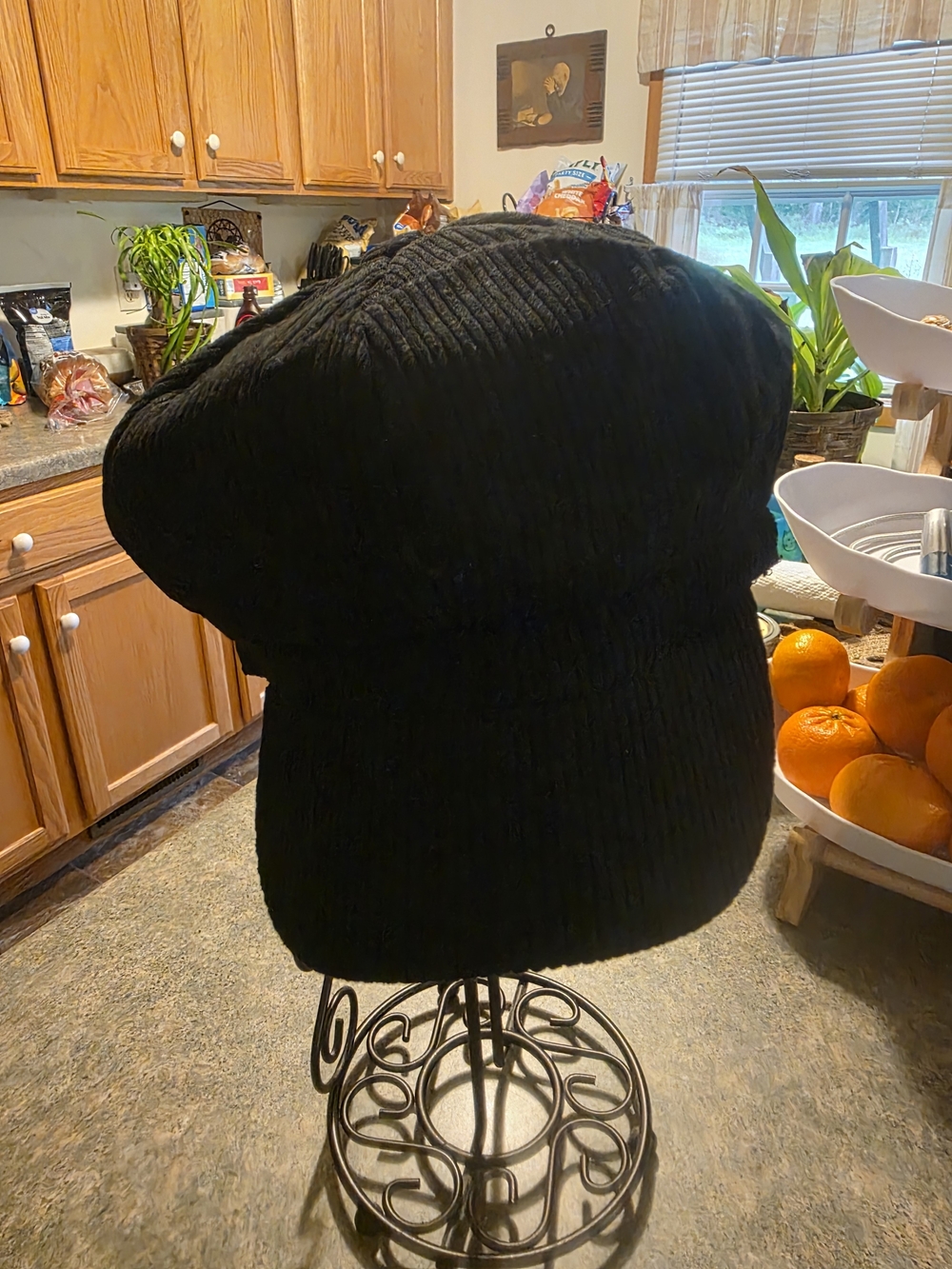 Black Ribbed Corduroy Slouchy Beret Hat